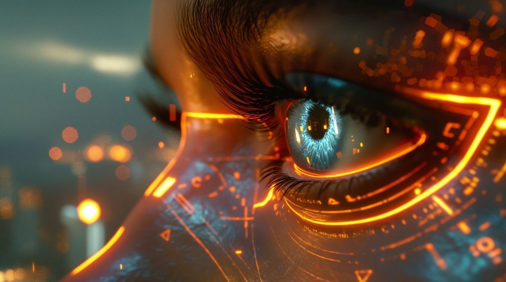 Oko patrzące na kwantowy kod synchroniczności.